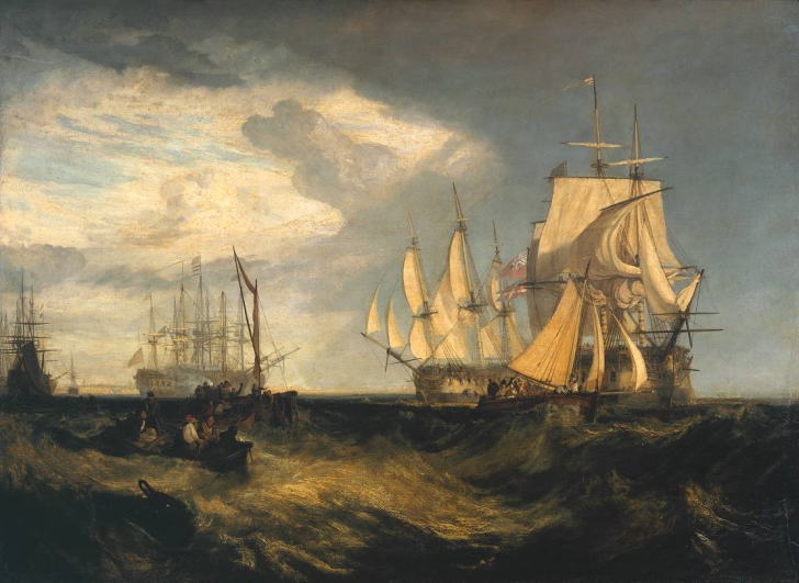 ターナー ポーツマス港に入る拿捕された二隻のデンマーク船 1807-09
