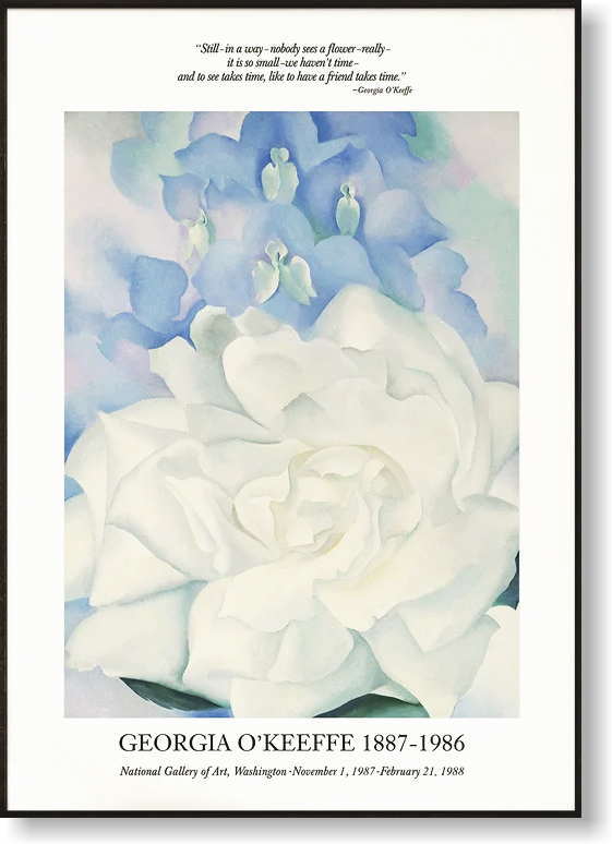 オキーフ　White Rose w Lakspur No.2 [展示会ポスター]サイズ各種