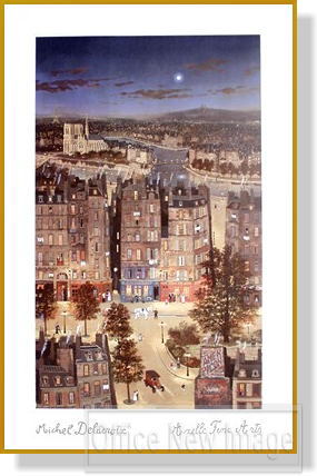 五万円値下げ　ミッシェルドラクロア　シルクスクリーン　夜のパリ パリ 絵画 風景画 フランス シルクスクリーン 版画 ミッシェル