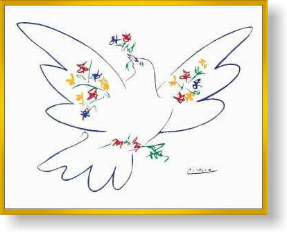 パブロ・ピカソ 「Dove of Peace」ナチュラルフレーム ハト 鳩 dumortr.com