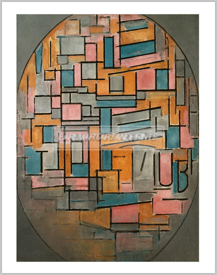モンドリアン Composition in oval with coloured surfaces 2, 1914